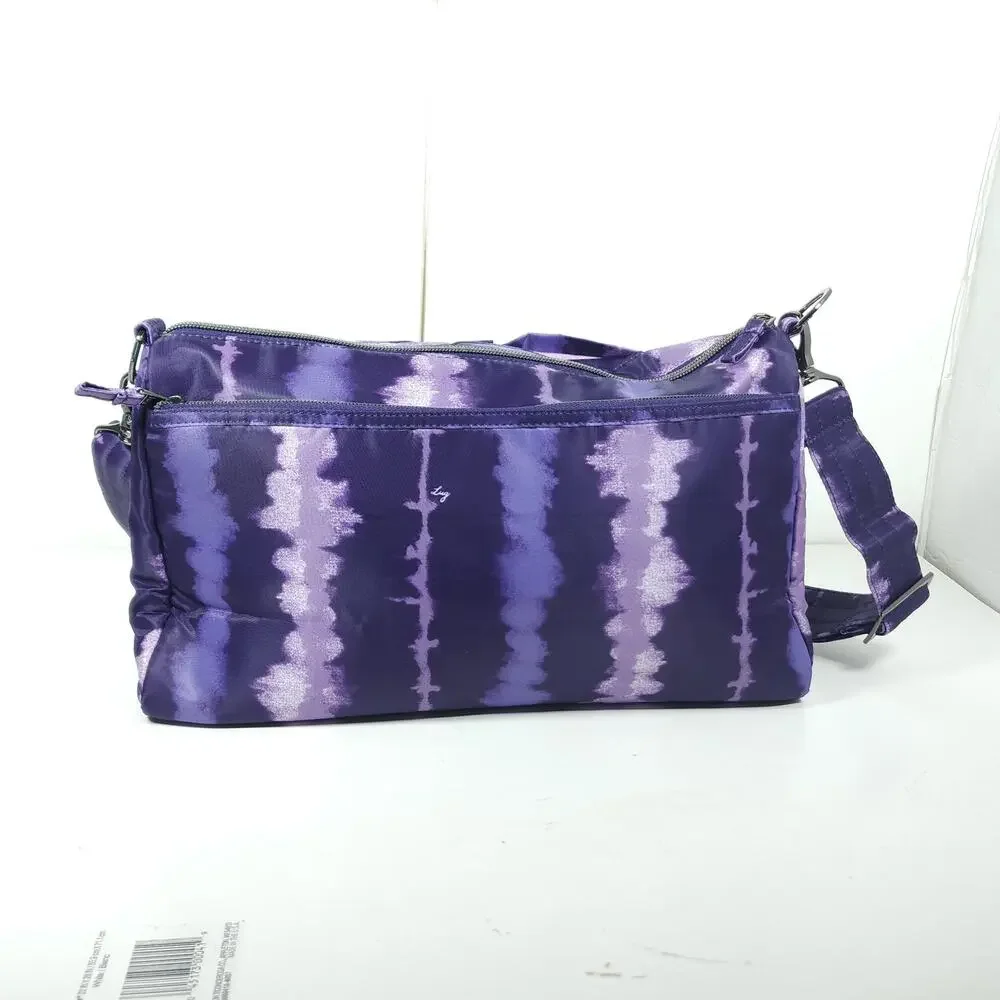 LUG Stretch Women's Purple Tie Dy Quilted Organizer Travel Crossbody Bag Purse